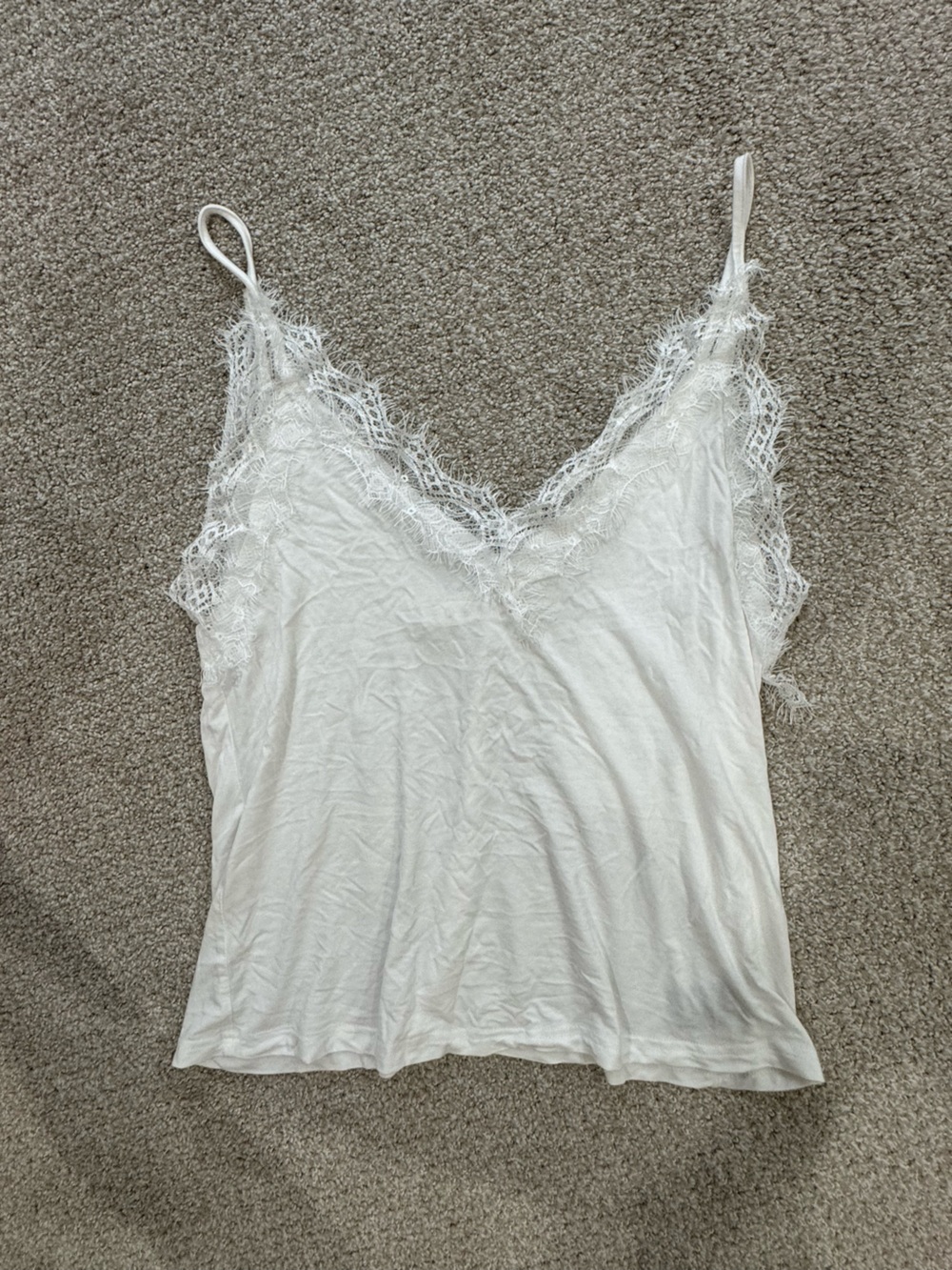 POL White Lace Trim Camisole Tank Top Size S